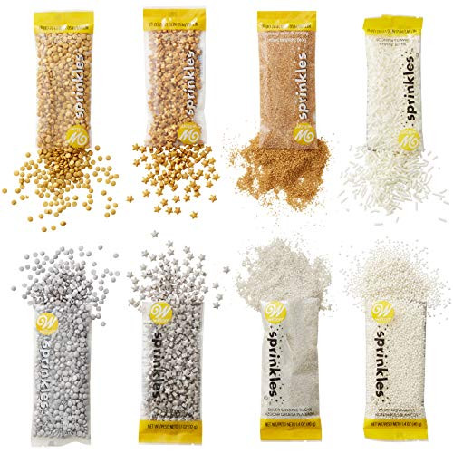 Wilton Silver and Gold Sprinkles Dessert Decorating Set 8 Piece