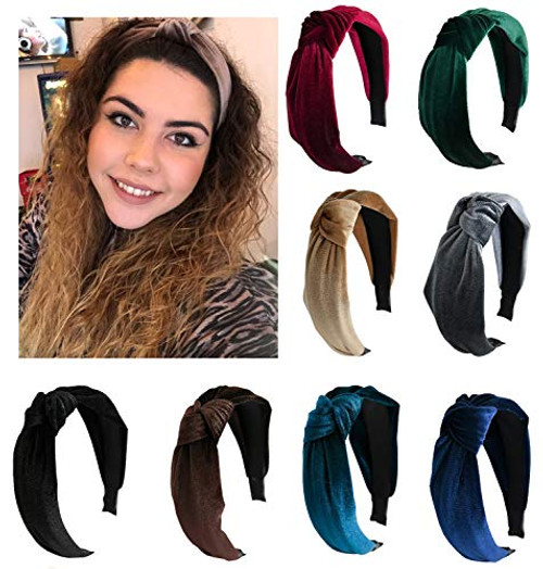 8 Pieces Wide Headbands Twist Knot Turban Headband Hair Band Velvet Hairband Elastic Hair Accessories for Women and Girls 8 Colors 8 Pieces Wide Headbands Twist Knot Turban Headband Hair Band Velvet Hairband Elastic Hair Accessories for Women and Girls 8 Colors