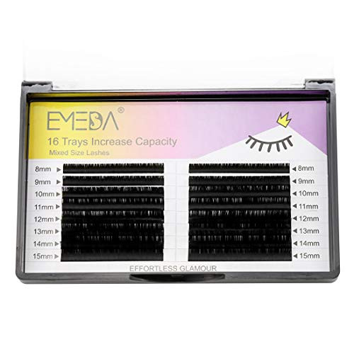 Eyelash Extensions C Curl 07 Lash Extension 16 Rows 007mm Classic Single Individual Lashes by EMEDA  007mm C 14mm