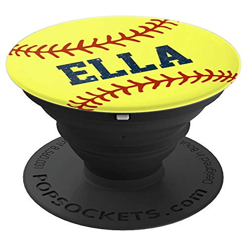 Softball Ella Customized Gift Personalized Girls Name PopSockets Grip and Stand for Phones and Tablets