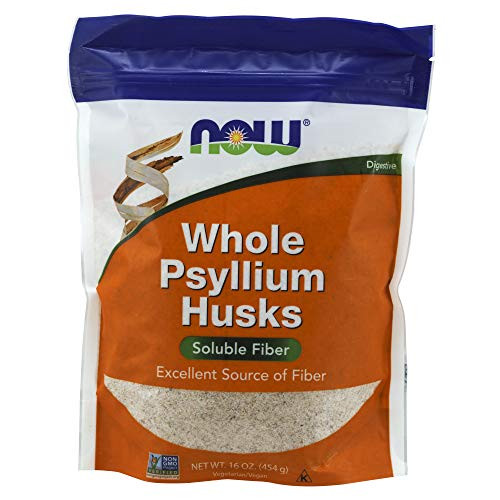 NOW Supplements Whole Psyllium Husks Non GMO Project Verified Soluble Fiber 16 Ounce