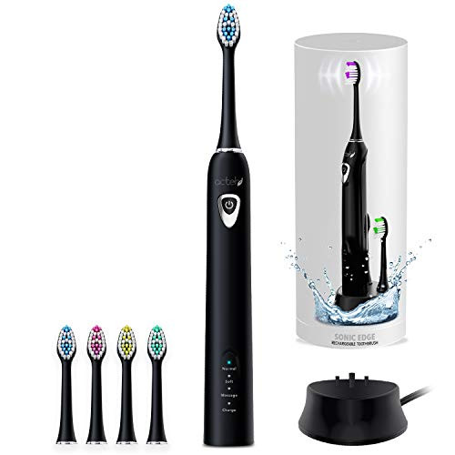 Sonic Electric Toothbrush Rechargeable Toothbrush w  3 brushing modes 2min auto timer 30sec quad reminder and long lasting extended charge battery  Black
