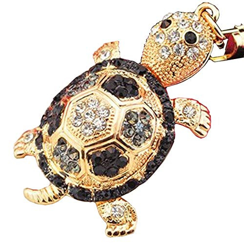 Turtle Keychain Handmade Sparkling Keyring Blingbling Crystal Rhinestones Purse Pendant Handbag Charm  Black