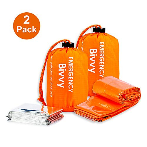 BesWlz Emergency Sleeping BagsSurvival Bivvy Sack Lightweight Waterproof Portable Nylon Sack Gear for Outdoor Camping Hiking   Emergency Shelter  2Pack   Emergency Survival Blanket
