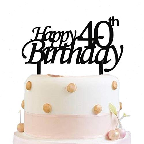 Happy 40th Birthday Cake Topper Black Birthday Party Decoration   Forty Years Old Celebrating   Cheer to 40 Years