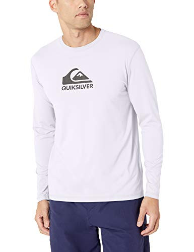 Quiksilver Men s Solid Streak Long Sleeve Rashguard UPF 50  Sun Protection White L
