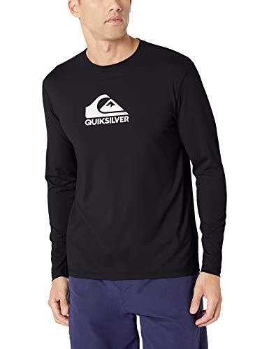 Quiksilver Men s Solid Streak Long Sleeve Rashguard UPF 50  Sun Protection Black XL