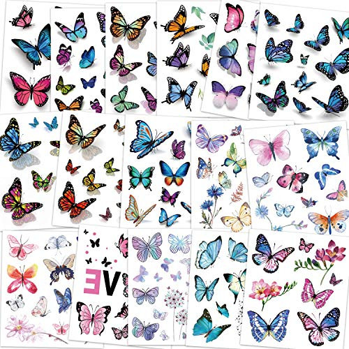 Konsait Kids Tattoos Butterfly Temporary Tattoos Fake Tattoo Sticker for Girls Kids Women Children s Birthday Party Bag Filler Gift Birthday Girls Party Favors 16 Sheets Konsait Kids Tattoos Butterfly Temporary Tattoos Fake Tattoo Sticker for Girls Kids Women Children s Birthday Party Bag Filler Gift Birthday Girls Party Favors 16 Sheets
