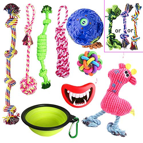 Puppy Chew Toys for Puppies Teething Dog Rope Toys 10 Pack Squeaky Plush Dog Toys Puppy IQ Treat Balls