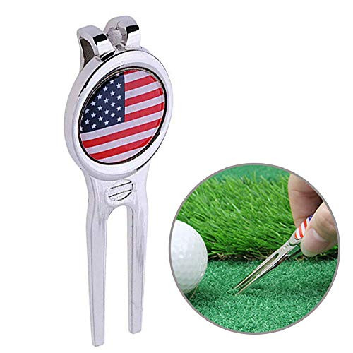 SPOMR Divot Tool Golf Greens Fork Golf Divot Repair Tool with Removeable Golf Ball Marker   Golf Accessories