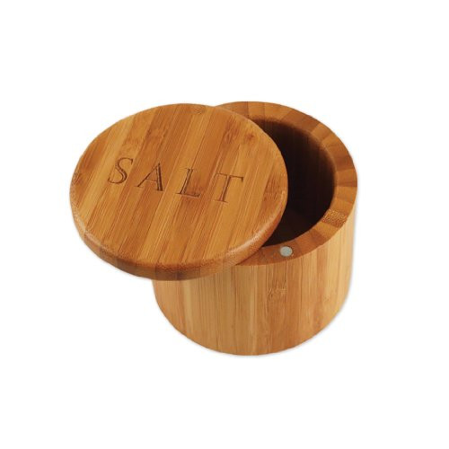 Totally Bamboo Salt Box, Bamboo Storage Box with Magnetic Swivel Lid,"Salt" Engraved on Lid