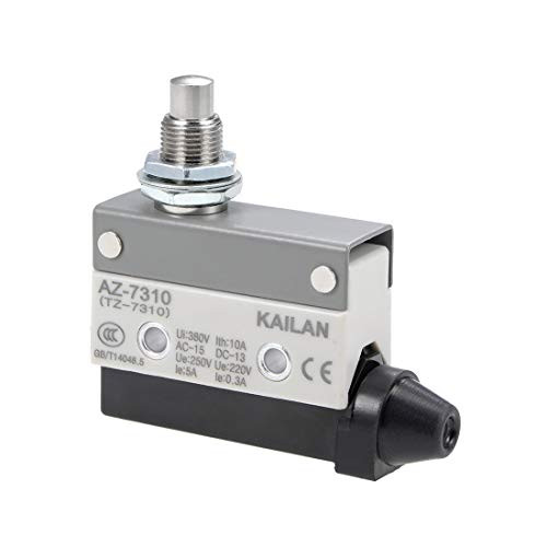 uxcell AZ 7310 Limit Switch TZ 7310 Push Plunger Micro Momentary Switches Panel Mount 1NC 1NO for CNC Mill 3D Printer Door Switch