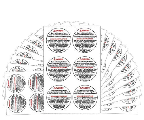 Candle Warning Labels?2  Round Label   Candle Jar Container Stickers 504 Pcs Per Roll Waterproof Candle Safety Labels Sticker Decal for Candle JarsTins and Votives