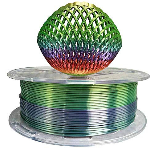 Silk Rainbow PLA Filament 175mm 3D Printer Filament 1KG 22LB Shiny Silky Shine 3D Printing Materials Shiny Silk Multicolor Rainbow PLA Filament 175mm Metallic Gradient 3D Printing Filament HZST3D