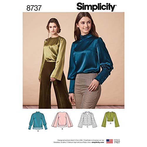 Simplicity Sewing Pattern 8737 R5 Misses' Blouses, Size 14-16-18-20-22, by Simplicity Creative Patterns