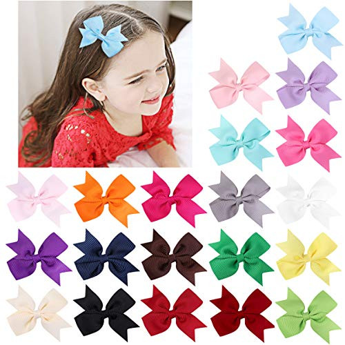 LUUDE Hair Ribbon Clips Hand made Grosgrain Ribbon Hair Bows Alligator Clips Hair Accessories For Girls  35 inch 20 PCS LUUDE Hair Ribbon Clips Hand made Grosgrain Ribbon Hair Bows Alligator Clips Hair Accessories For Girls  35 inch 20 PCS