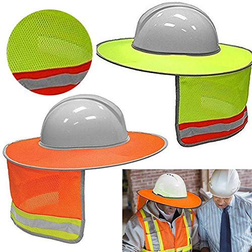 QINGD s Construction Safety Hard Hat Neck Shield Helmet Sun Shade Reflective Stripe Kit  One Size Orange