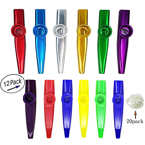 Fartime 6 Pack Metal and 6 Pack Plastic Kazoos With 20Pcs Kazoo Flute DiaphragmsMusical InstrumentsGood Gift for KidsA Good Companion for Ukulele Violin GuitarPiano Keyboard Fartime 6 Pack Metal and 6 Pack Plastic Kazoos With 20Pcs Kazoo Flute DiaphragmsMusical InstrumentsGood Gift for KidsA Good Companion for Ukulele Violin GuitarPiano Keyboard