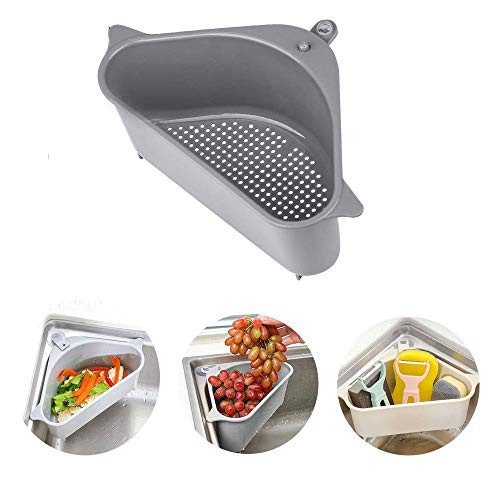 Sink Drain Shelf Multifunctional Triangular Sink Strainer Basket Storage Rack Sucker Sink Sponge Holder for Kitchen Bathroom Support Corner