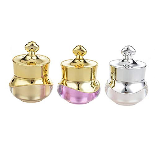 3 Pack 5ml 5g Crown Crystal Acrylic Empty Refillable Bottle Cosmetic Cream Jar Pot Bottle Container Portable Travel Container for Cream Lotion Lip Balm  White Gold Purple