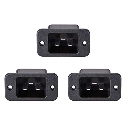 uxcell C20 Panel Mount Plug Adapter AC 250V 16A 3 Pins IEC Inlet Module Plug Power Connector Socket Staight Pack of 3