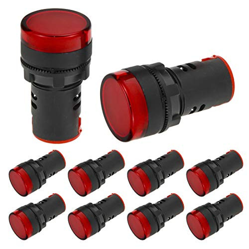 HONJIE Led Indicator Lights AC DC 110V Red LED Flush Panel Mount 7 8  22mm 10Pcs