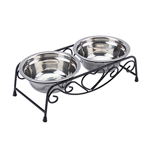 Stainless Steel Elevated Pet Bowls Set Raised Pet Bowls Double Dog Cat Food Water Bowls Feeder Dishes with Shelf Iron Stand Stainless Steel Elevated Pet Bowls Set Raised Pet Bowls Double Dog Cat Food Water Bowls Feeder Dishes with Shelf Iron Stand