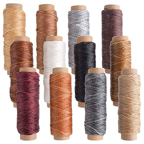TUPARKA 12 Colors Waxed Thread Cord 392 Yards 150D Leather Sewing Waxed Thread for Leather Craft DIY Sewing Craft