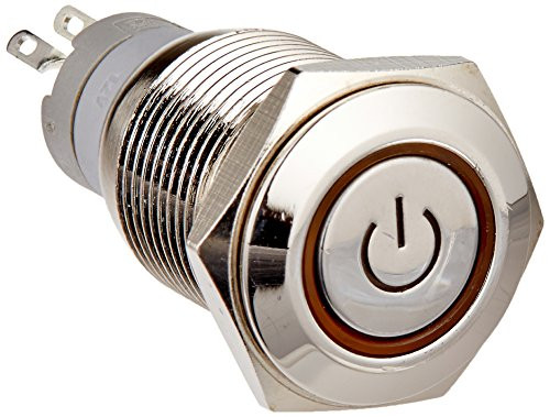 Uxcell LED Power Indicator SPDT Latching Metal Push Button Switch, 16mm