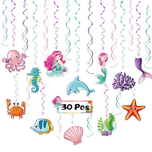 Mermaid Hanging Swirl LANMOK 30pcs Under The Sea Party Decorations Tropical Ocean Ceiling Streamer Mermaid Shape Dangling Decor for Kids Girls Sea Themed Baby Shower Party Decor Mermaid Hanging Swirl LANMOK 30pcs Under The Sea Party Decorations Tropical Ocean Ceiling Streamer Mermaid Shape Dangling Decor for Kids Girls Sea Themed Baby Shower Party Decor
