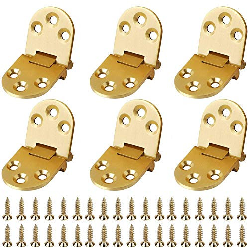 Brass Butler Tray Hinge 6 Pack BESTZY 180 Degree Sewing Machine Table Flip Top Hinge Round Edge Hinge for Butler Table Folding Table Furniture