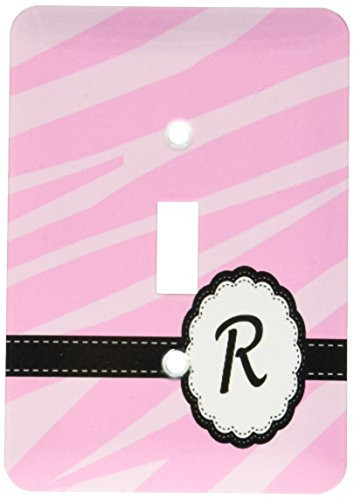 3dRose LLC lsp_155774_1 Chic Pink Zebra Print Monogram Letter R Single Toggle Switch