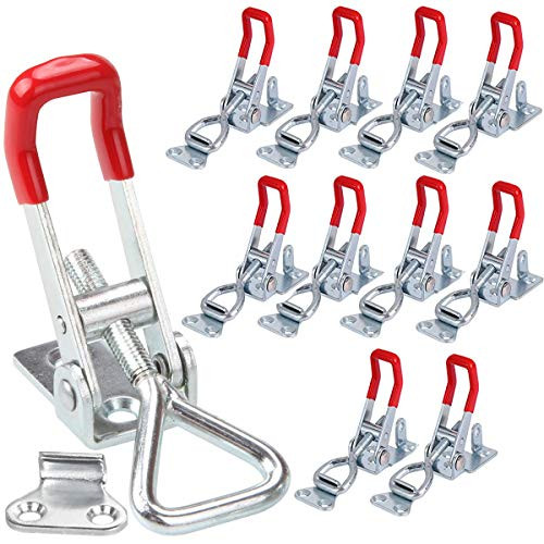 12Pcs Pull Latch Clamp Heavy Duty Toggle Latch Clamp for Smoker 360lbs Capacity Metal Quick Release 4001 Style Draw Latch for Door Boxes Cabinet Case Lid Jig
