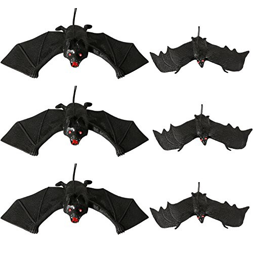 Aneco 12 Pieces Rubber Realistic Bats Halloween Flying Bats Spooky Hanging Bats for Home Decor or Halloween Party Favors 2 Sizes