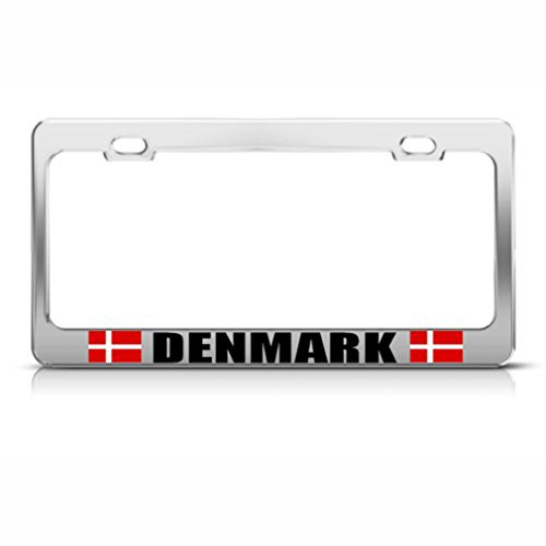 Speedy Pros Denmark Flag Danish Country License Plate Frame Stainless Metal Tag Holder