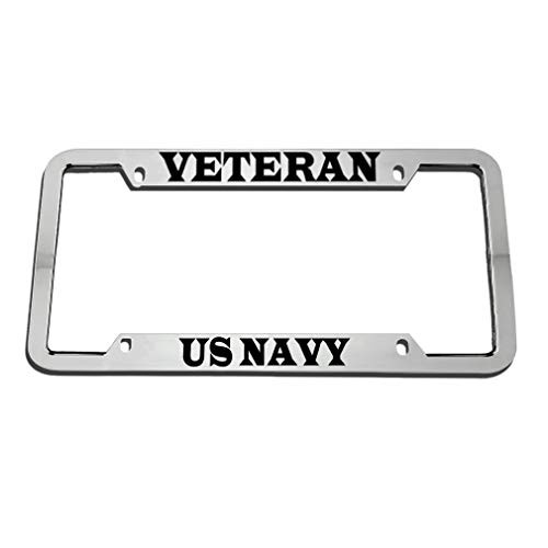 Speedy Pros Veteran Us Navy Metal Military Zinc Metal License Plate Frame Car Auto Tag Holder Chrome 4 Holes Speedy Pros Veteran Us Navy Metal Military Zinc Metal License Plate Frame Car Auto Tag Holder Chrome 4 Holes