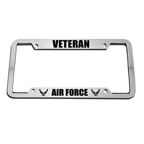 Speedy Pros Veteran Air Force Zinc Metal License Plate Frame Car Auto Tag Holder Chrome 4 Holes Speedy Pros Veteran Air Force Zinc Metal License Plate Frame Car Auto Tag Holder Chrome 4 Holes