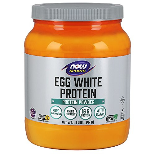 NOW Sports Nutrition Egg White Protein 16 G With BCAAs Unflavored Powder 12 Pound