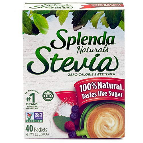 SPLENDA Naturals Stevia Sweetener  No Calorie All Natural Sugar Substitute w  No Bitter Aftertaste 40ct Single Serve Granulated Packets  Pack of 1