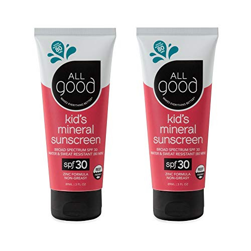 All Good Baby   Kids Mineral Sunscreen Lotion   SPF 30   Zinc Oxide   Coral Reef Safe   Water Resistant   UVA UVB Broad Spectrum  3 oz  2 Pack