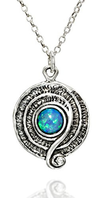 Stera Jewelry 925 Sterling Silver Created Blue Opal Swirl or Spiral Pendant Necklace 18 4 Inches Stera Jewelry 925 Sterling Silver Created Blue Opal Swirl or Spiral Pendant Necklace 18 4 Inches