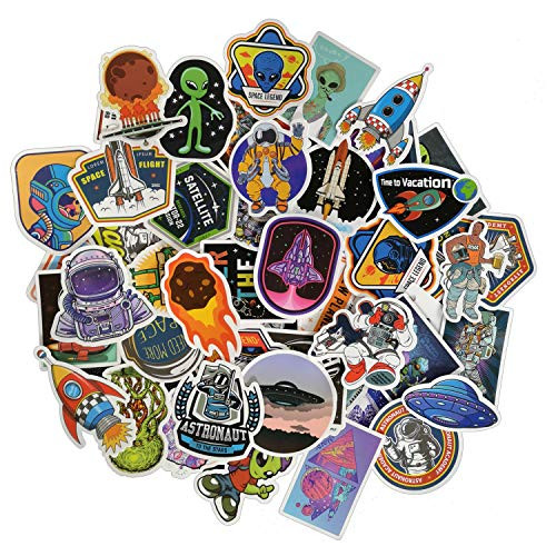 UFO Alien Space Ship Stickers Size 15 to 35 Inch with Vinyl Decals   Assortment of Laptops Sticker Decals UV Protected   Waterproof   50 pcs  UFO