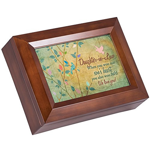 Cottage Garden Daughter in Law Won Heart We Love You Woodgrain Digital Keepsake Music Box Plays Pachelbel s Canon D