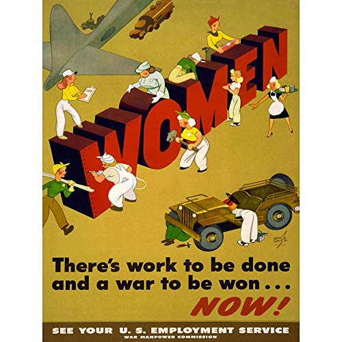 Wee Blue Coo Propaganda War WWII Women Work Industry Military Land Girl USA Unframed Wall Art Print Poster Home Decor Premium
