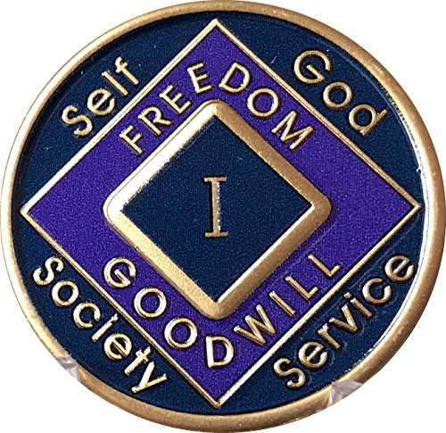 1 Year Blue and Purple NA Medallion Official Narcotics Anonymous Chip