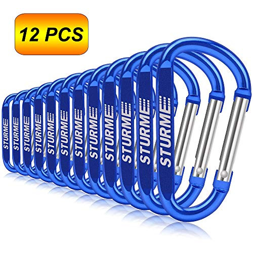 3  Aluminum D Ring Carabiners Clip D Shape Spring Loaded Gate Small Keychain Carabiner Clip Set for Outdoor Camping Mini Lock Snap Hooks Spring Link Key Chain Durable Improved 12 PCS  Blue