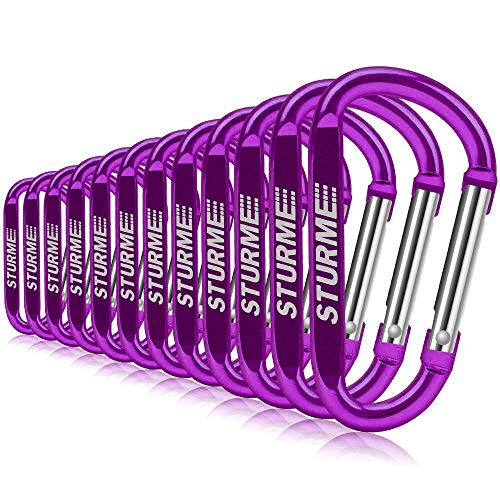 3  Aluminum D Ring Carabiners Clip D Shape Spring Loaded Gate Small Keychain Carabiner Clip Set for Outdoor Camping Mini Lock Snap Hooks Spring Link Key Chain Durable Improved 12 PCS  Purple
