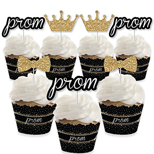 Big Dot of Happiness Prom   Cupcake Decoration   Prom Night Party Cupcake Wrappers and Treat Picks Kit   Set of 24