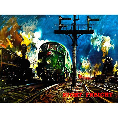 Wee Blue Coo Painting Night Freight Train Condor Unframed Wall Art Print Poster Home Decor Premium