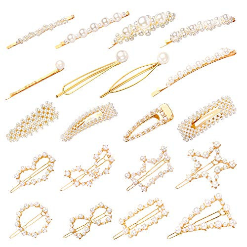 Pearls Hair Clips 20 Pcs Artificial Pearl Hair Pins Pearl Hair Barrettes for Women Girls Handmade Decorative Hair Pins Accessories for Party Wedding Daily